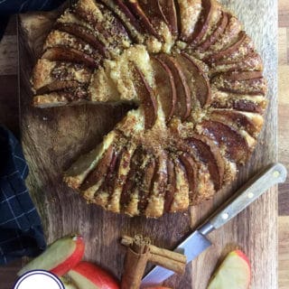 A top down view of an apple cake