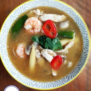A colourful bowl of tom yum soup