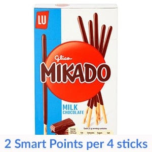 A box of milk chocolate mikado sticks