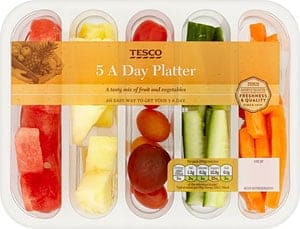 A packet of mixed fruit and veg from Tesco