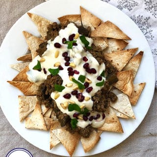 Fatteh on a white plate