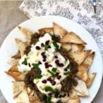 A white plate with fatteh