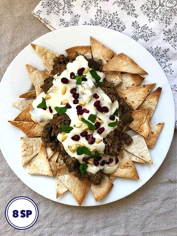 Fatteh on a white plate