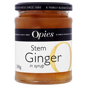 A jar of Opies Stem Ginger in Syrup