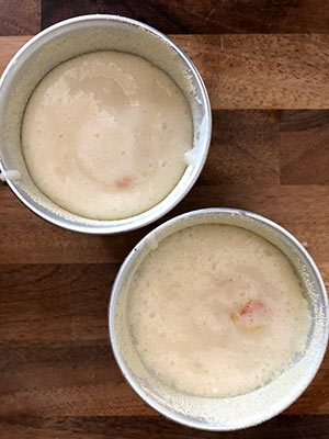 Two bowls of sponge cake mix