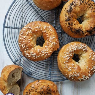 Bagel on a circular cooling rack