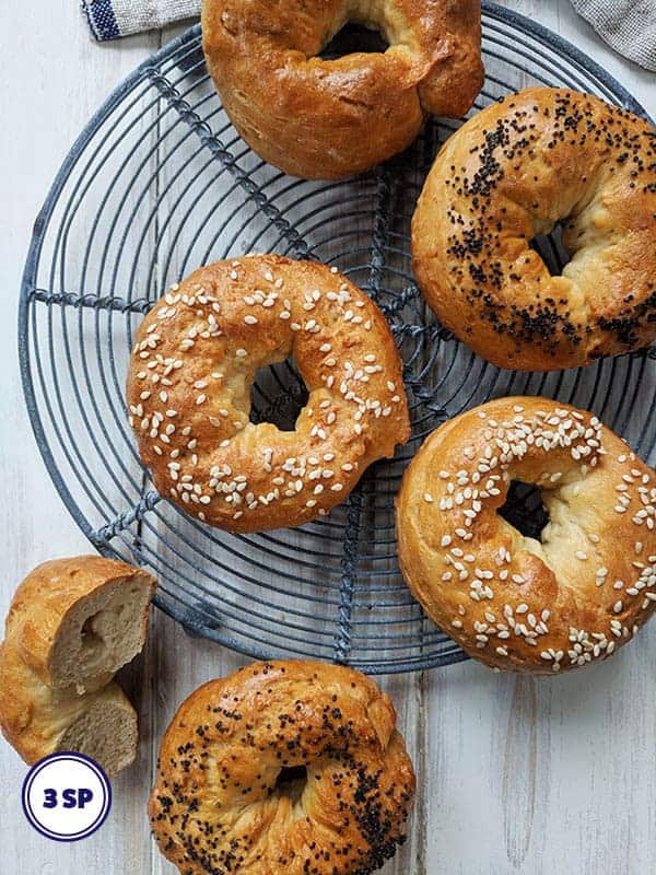 Bagel on a circular cooling rack