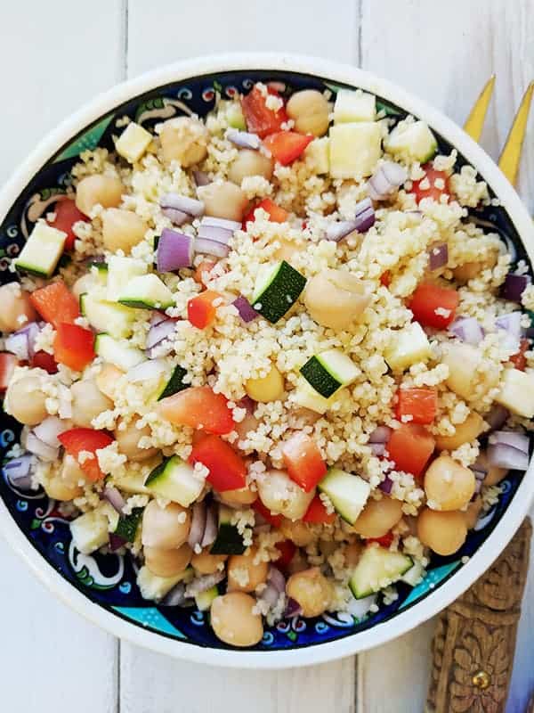 A bowl of colourful couscous salad