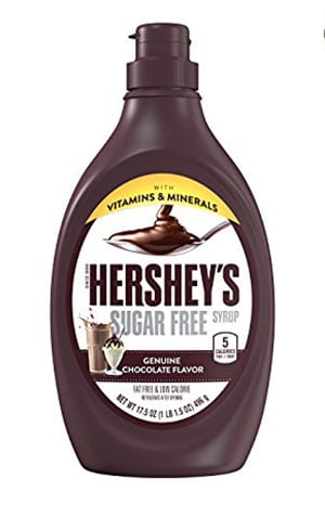 A bottle of Hershey's sugar free syrup