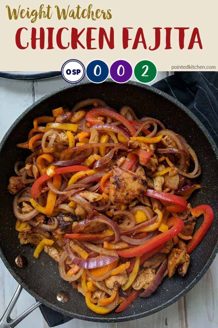 A skillet of chicken fajitas