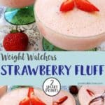 3 glasses of strawberry fluff topped with fresh strawberries