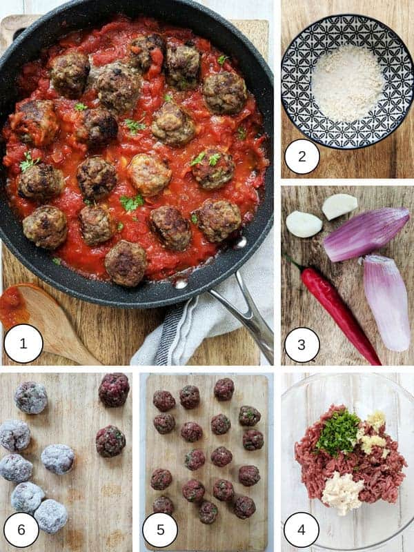 A collage of how to make italian meatballs