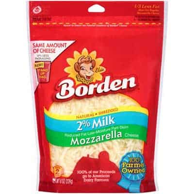 Bordens 2% mozzarella - low point cheese