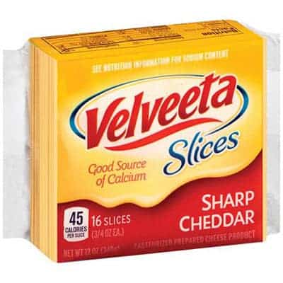 A packet of Sharp Cheddar Velveeta - low point cheese