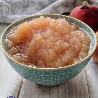 Un tazón de salsa de manzana de punto cero