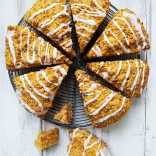 Some Pumpkin Spiced Scones on a white table