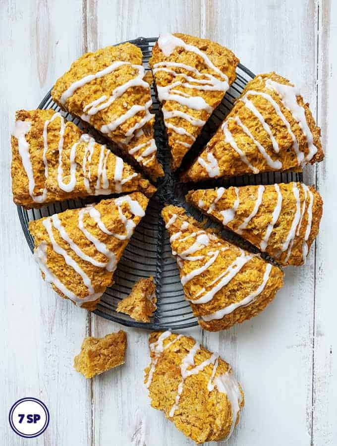 Some Pumpkin Spiced Scones on a white table