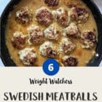 Swedish Meatballs in a skillet with a dish of courgette zoodles