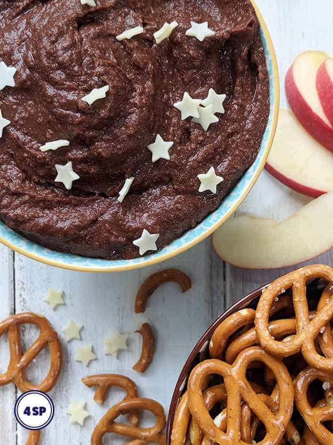 A bowl of chocolate hummus