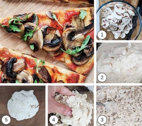 Process photographs on making mushroom pizza