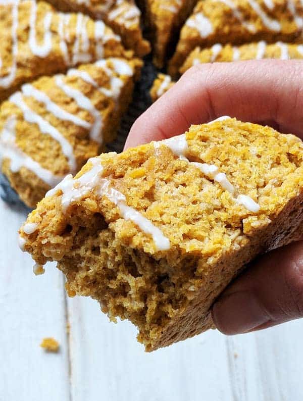 A close up picture of pumpkin spiced scones