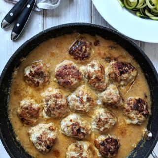 A pan of swedish meatballs