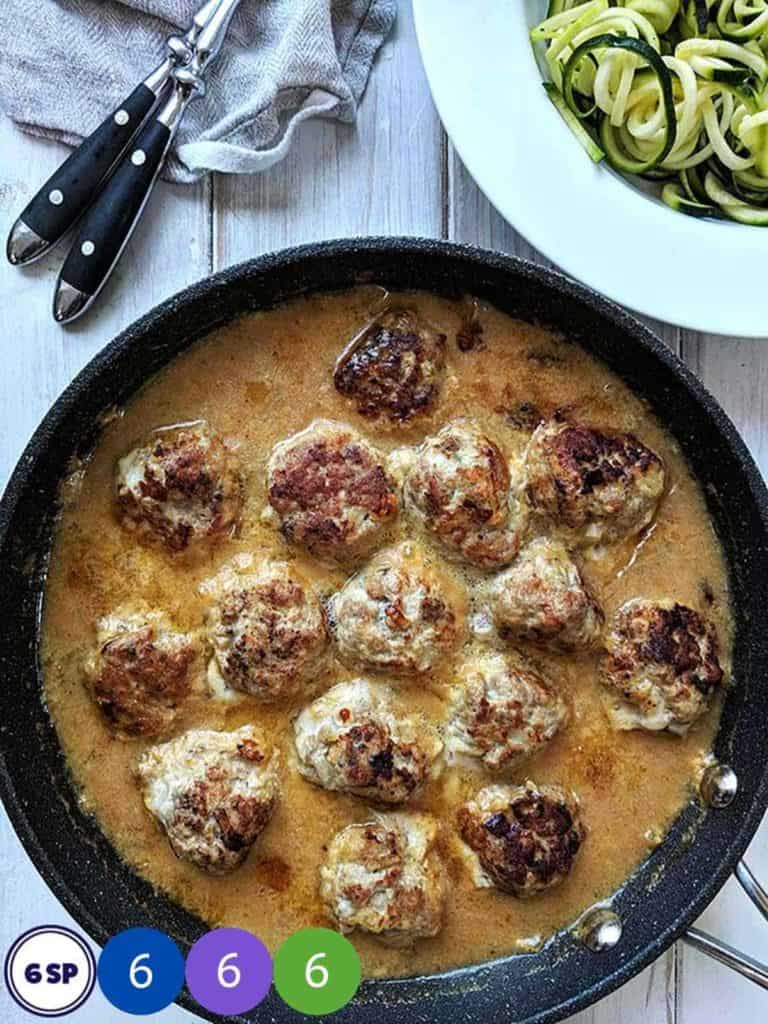 Swedish meatballs in a skillet