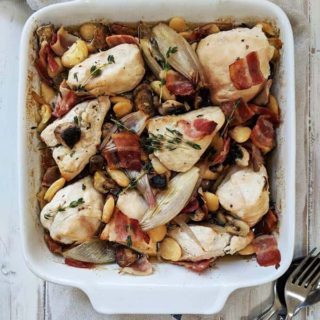 A dish of Chicken & Bean Casserole