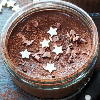 A close up of chocolate pots dessert