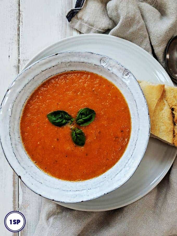 A bowl of tomato soup