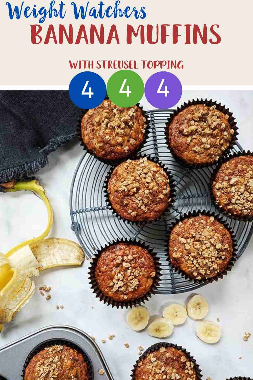 Banana Muffins with Streusel Topping | Weight Watchers | Pointed Kitchen