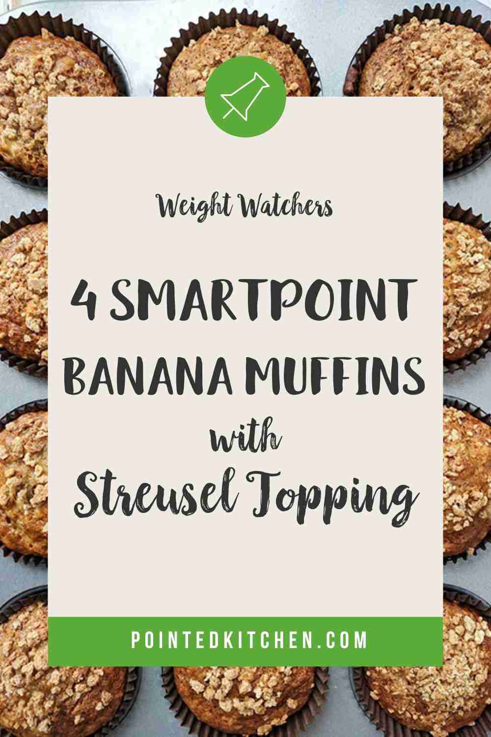 A wire rack with banana muffins and a text box with SmartPoint values