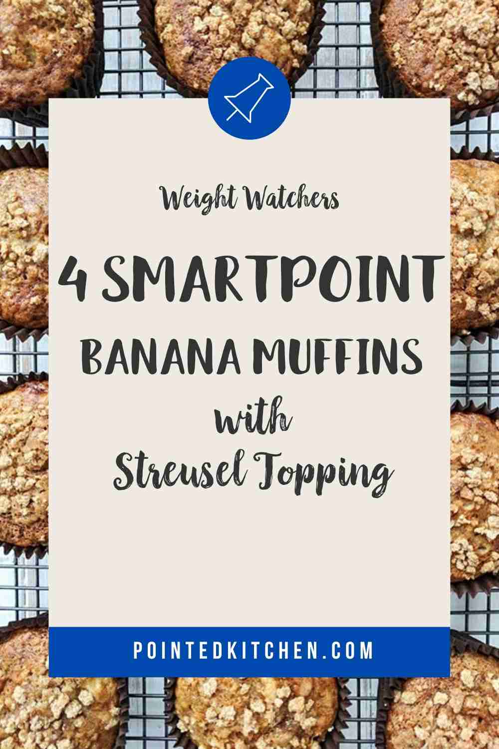 A wire rack with banana muffins and a text box with SmartPoint values