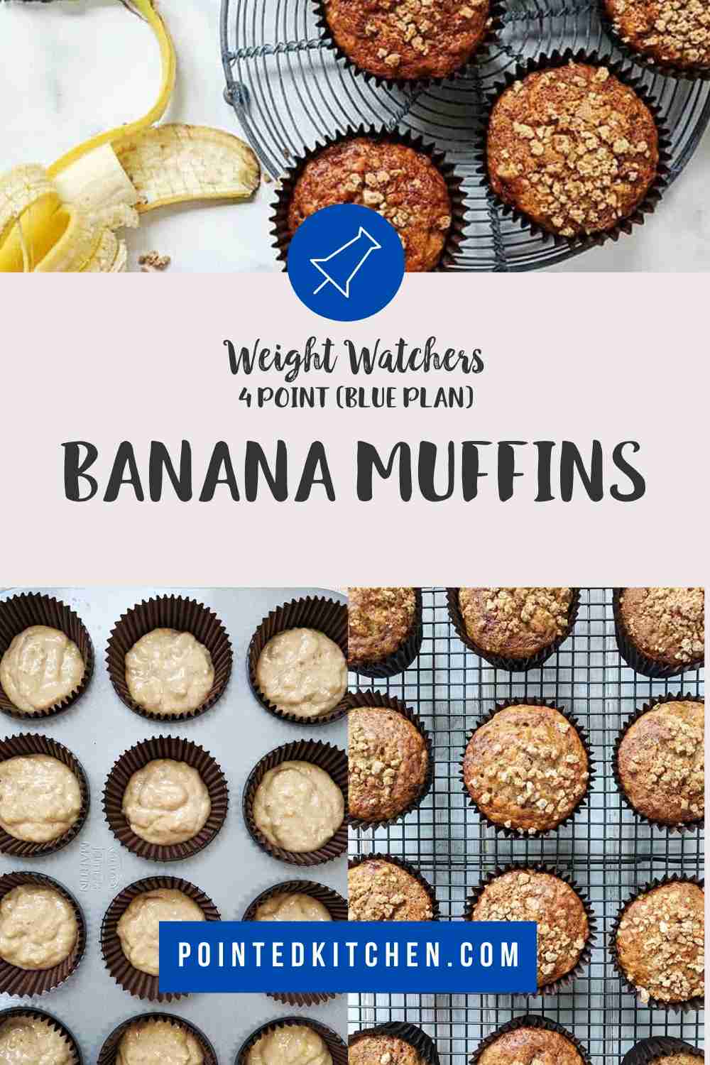 A collage of pictures of Banana Muffins