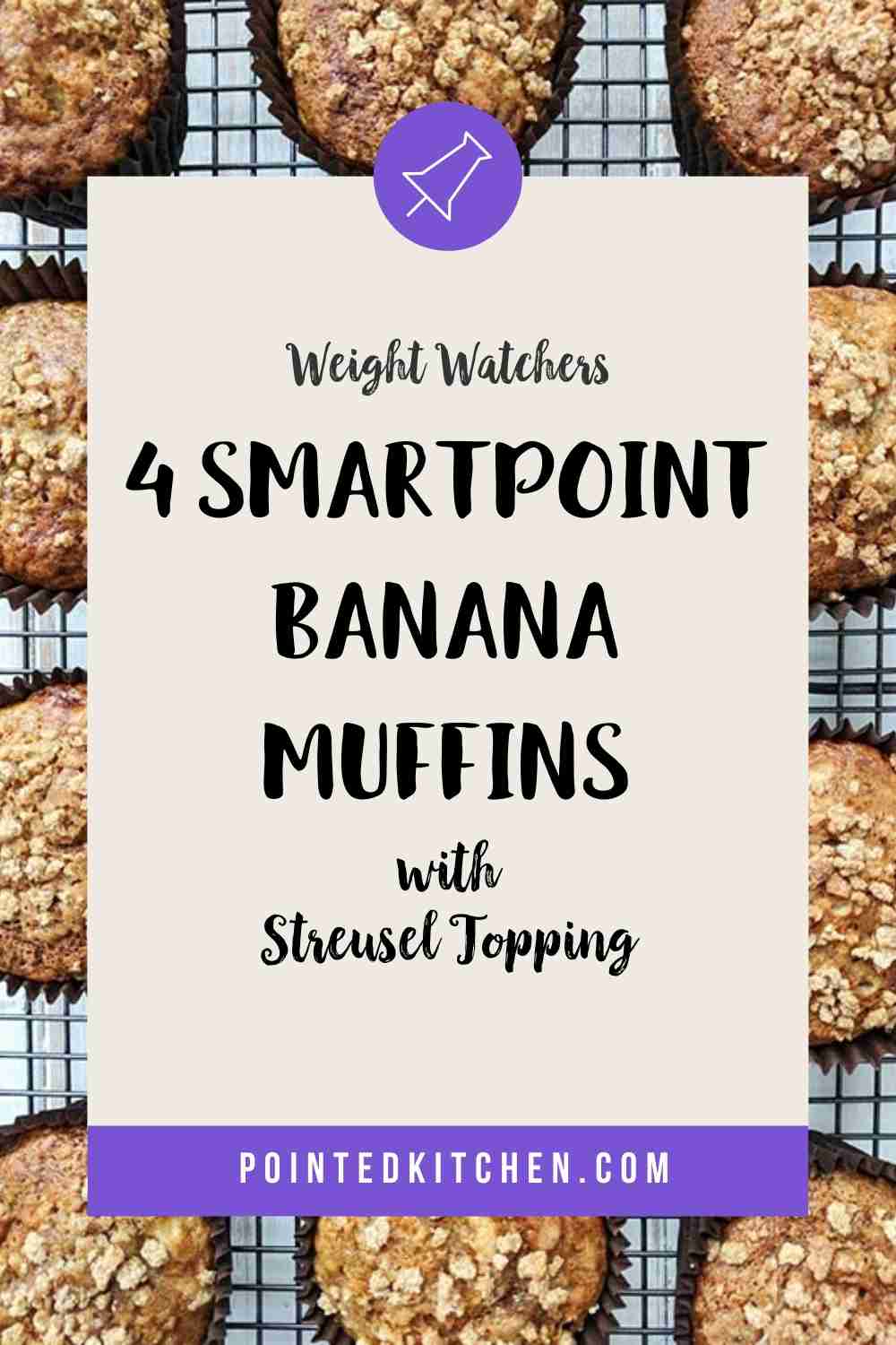 A wire rack with banana muffins and a text box with SmartPoint values