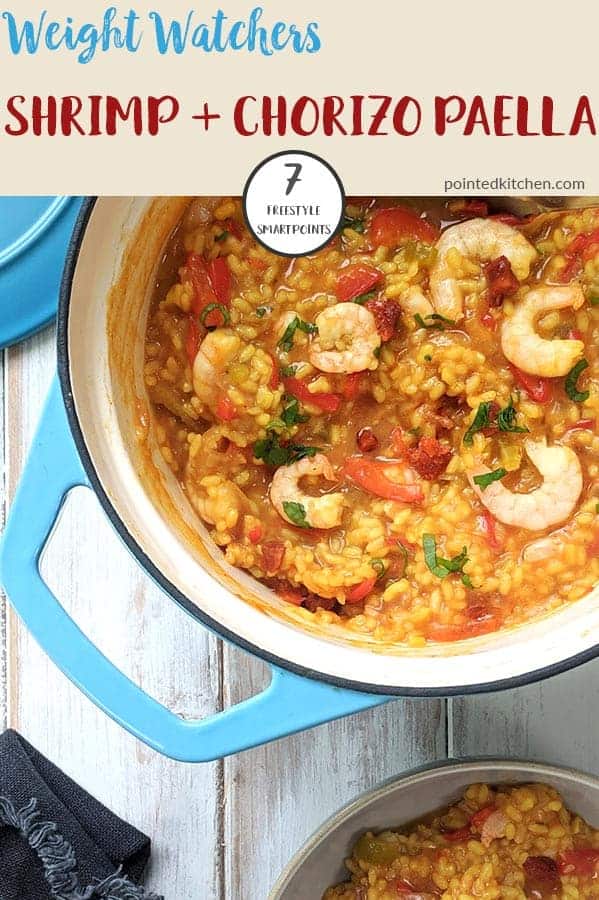 Shrimp, Chorizo & Red Pepper Paella | Weight Watchers | Pointed Kitchen