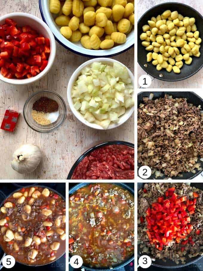 Ingredients to make spicy ragu gnocchi