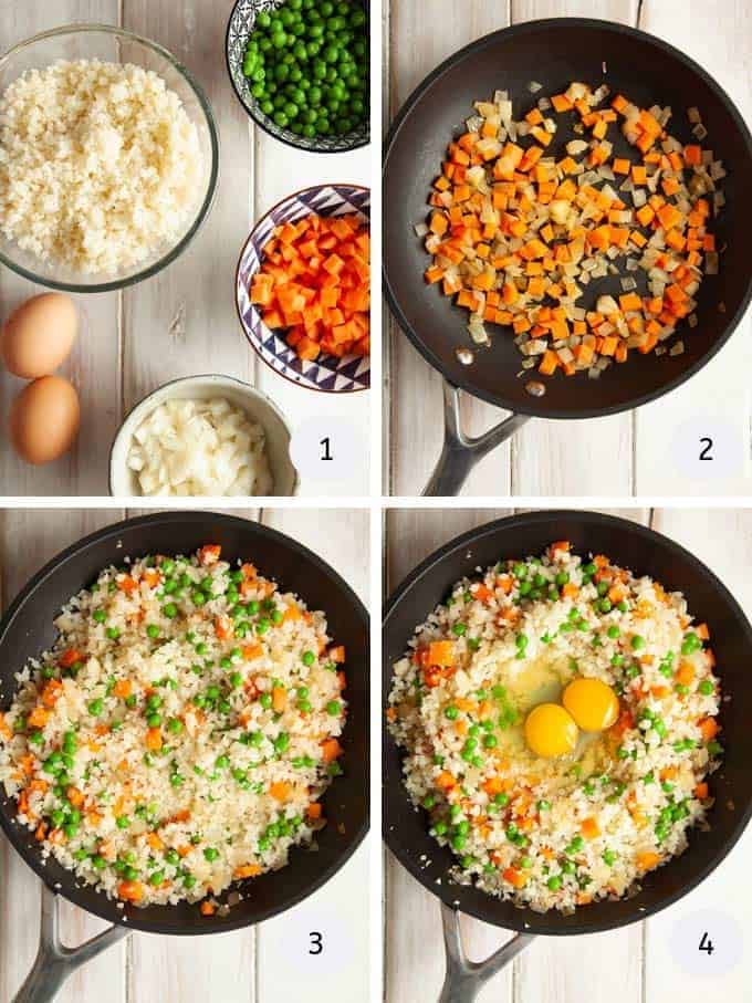 Picture of making egg fried cauliflower rice