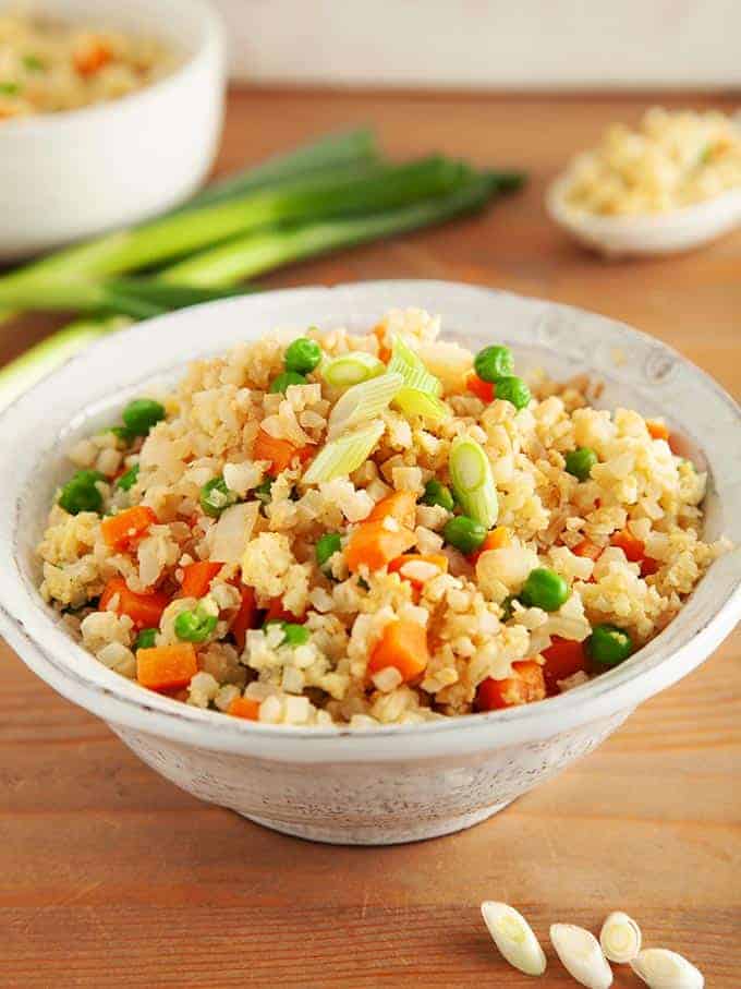 A bowl of egg fried cauliflower rice