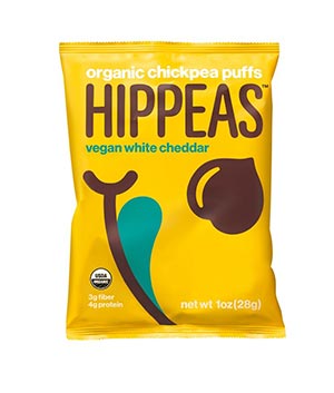 A packet of hippeas vegan white cheddar puffs