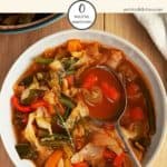 A bowl of zero point cabbage soup \ weight watchers