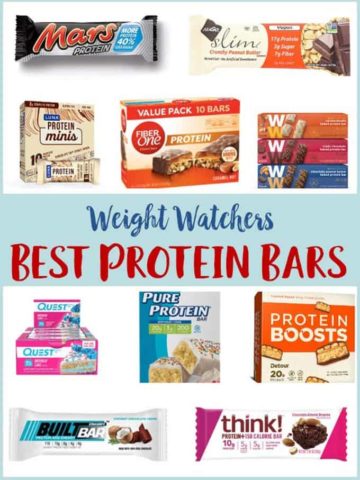 A compilation of photos of the best protein bars for Weight Watchers