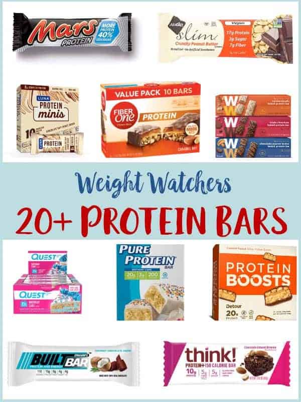 A collage of Protein bars for Weight Watchers