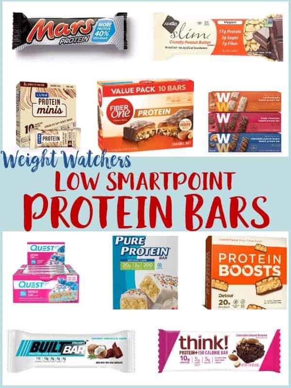 A collage of best low smartpoint protein bars