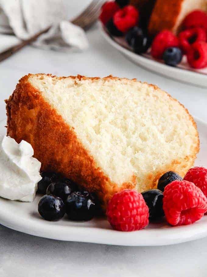 A slice of pineapple angel food cake - weight watchers