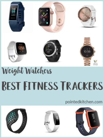 A collage of some of the best fitness trackers for weight watchers