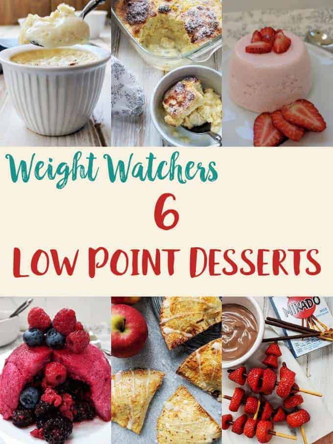 Collage of 6 low point desserts for Weight Watchers