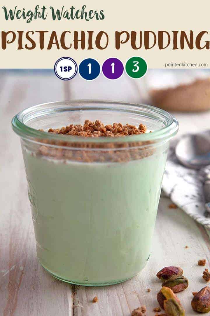 A glass pot of green pistachio pudding
