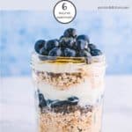 A jar of blueberry and chia seed overnight oats