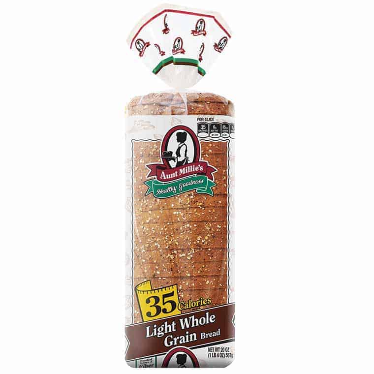 A loaf of Aunt Millies 35 calorie light whole grain bread